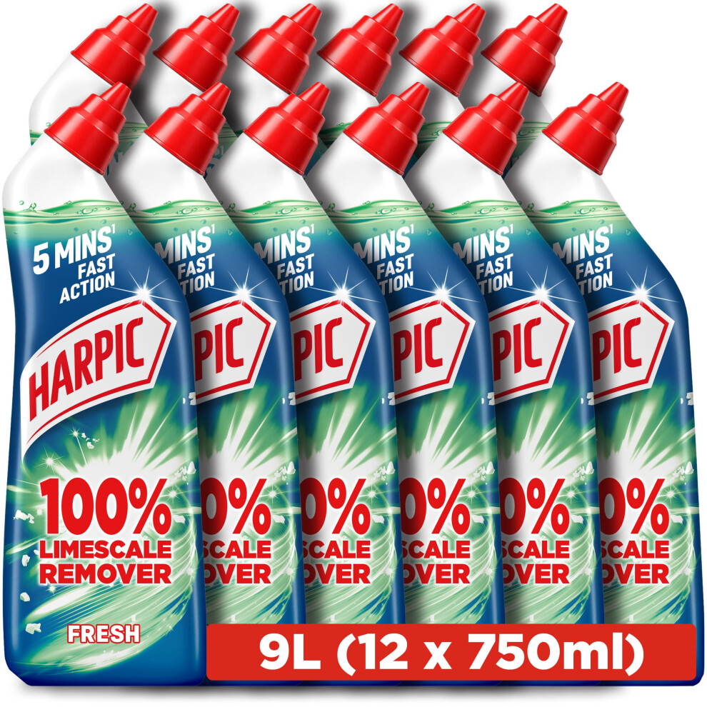 Harpic Limescale Remover, Toilet Cleaner, Original, 750Ml (12 X 750Ml, Total 9.0