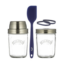 Kilner Sourdough Starter Set with 2 Glass Jars Measuring Lid Spatula