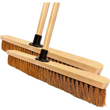 LSC 24” Broom Indoor Outdoor Soft Broom Sweeping Brush with Wooden Handle Natural Coco Bristles Indoor Floor Brush with Dense Soft Bristles Brooms f