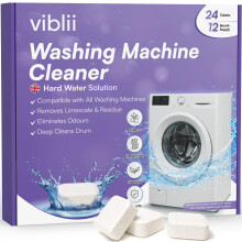 Viblii Washing Machine Cleaner Tablets – Hard Water Limescale Remover & Descaler – Enzyme Deep Clean & Odour Eliminator – Drum & Seal – 24 Tab