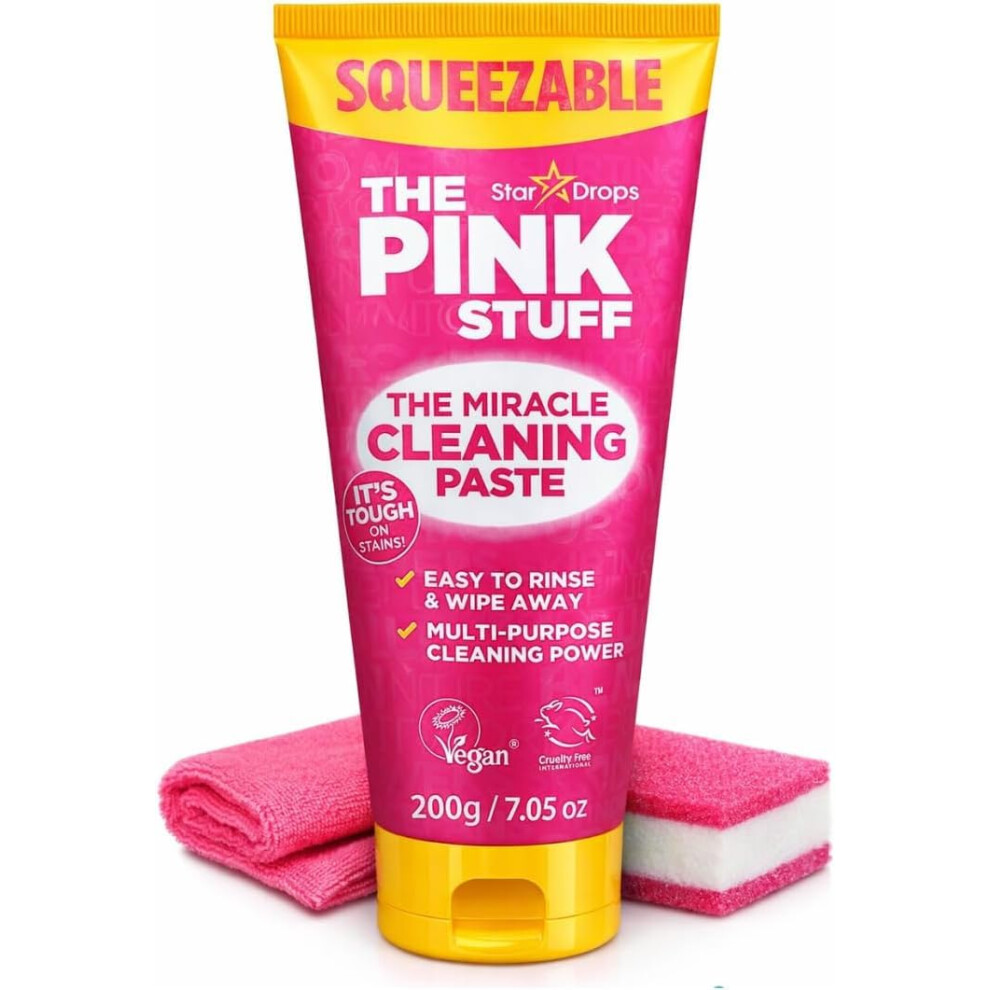 Stardrops The Pink Stuff Miracle Cleaning Paste 200G – Squeezable All-Purpose Cleaner – Tough On Grease, Grime & Stains – Multi-Surface Clea