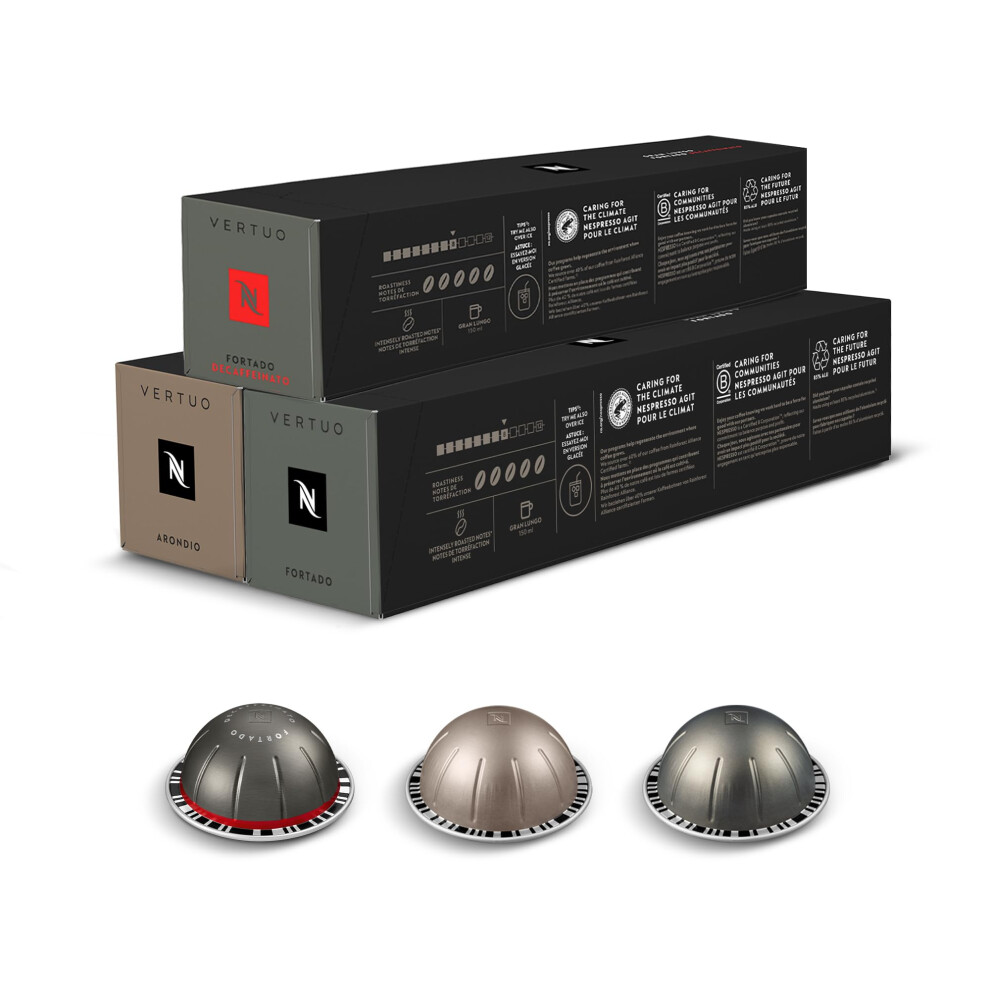 Nespresso Vertuo Coffee Pods Gran Lungo Variety Pack Contains 30