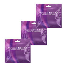 pH Advantage Kit de Baño Personal 3 x | Kit de Baño Público | Papel Higiénico, Protector de Asiento, Toallitas (Púrpura)