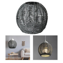 Handmade Weaved Pendant Light Crafts Lampshade for Restaurant Bar Dining Gray Round