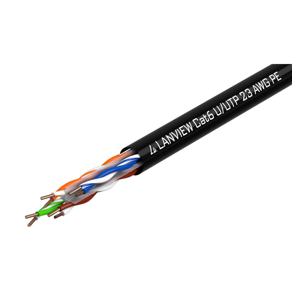 Lanview 305M Cat6 U-Utp Cable 4X2xawg23 Pe Outdoor Duct Black 5704174522508
