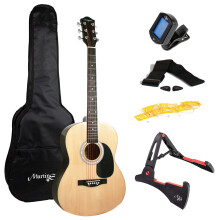 PDT Martin Smith Full-Size Acoustic Guitar Kit with Stand, Tuner, Bag, Strap, Plectrums, Spare Strings & Lessons
