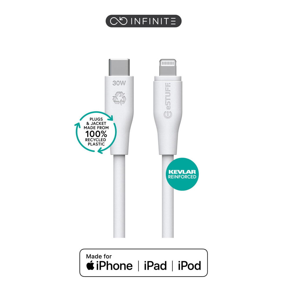 Estuff Infinite (Grs) Super Soft 100% Recycled Tpe Usb-C To Lightning Cable Mfi 3M 5715063055441
