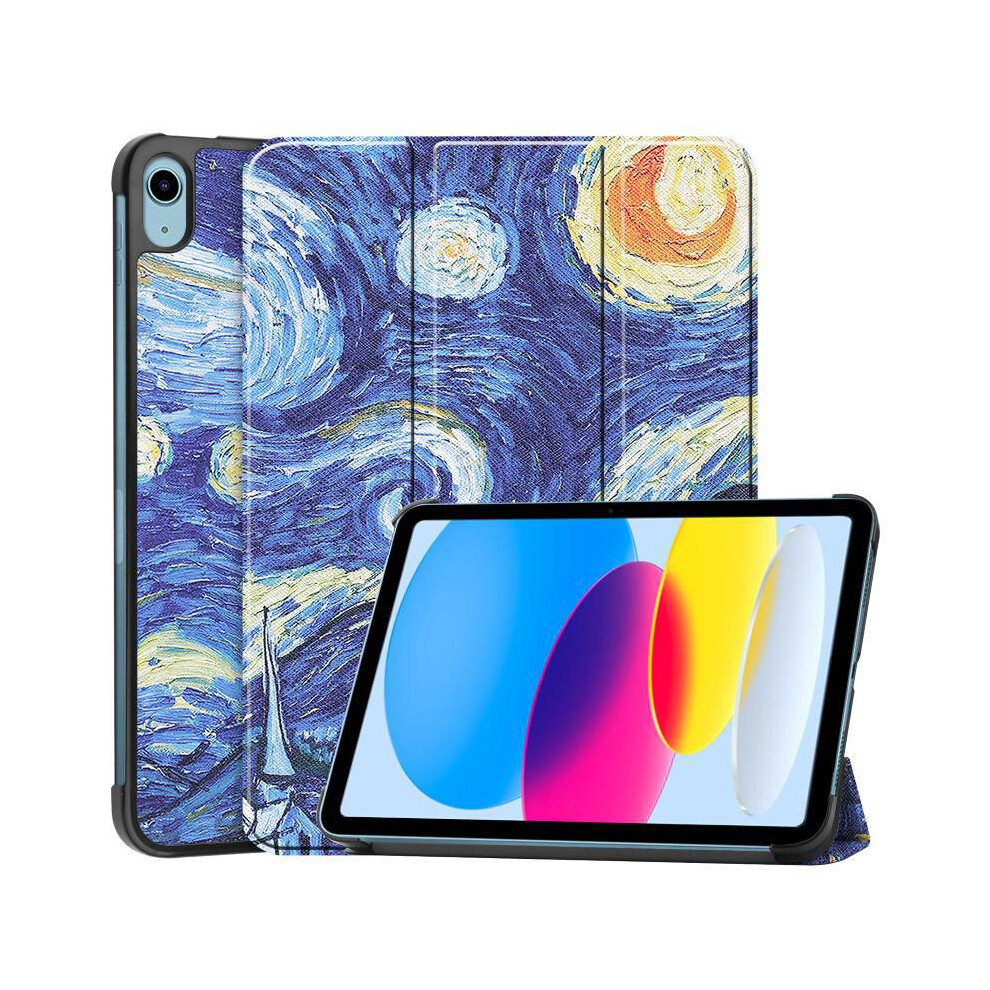 Coreparts For Apple Ipad 10Th Gen 10.9-Inch (2022) Tri-Fold Caster Hard Shell Cover With Auto Wake Function - Starry Sky Style 5715063027110