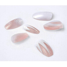 Press on Nails White Snowflake Coffin Fake Nails Christmas False Nails Full Cove