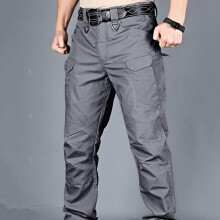 Mens Streetwear Casual Cargo Work Pants Amy Trousers Multi Pockets Gray_XXXL