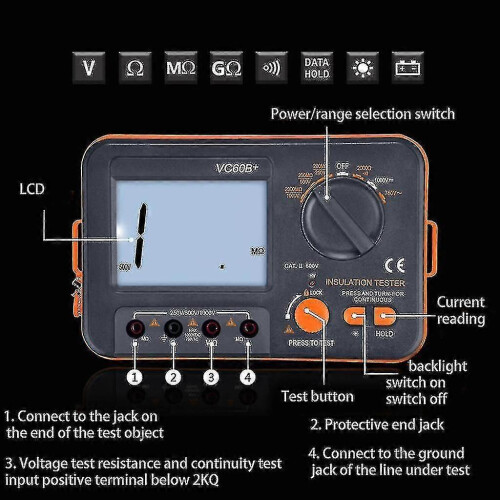 Digital Insulation Resistance Tester Megger Megohm Meter 250v 500v 1000v