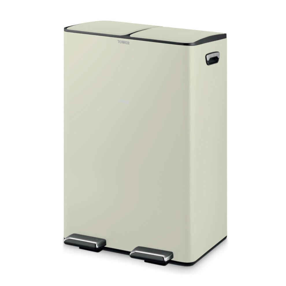 Tower Unisex Cream 60L Pedal Bin, 2 X 30L - Image 10
