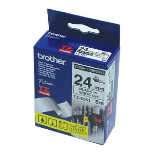 Brother Brother Strong Adhesive Gloss Laminated Tape - 24mm Black/White