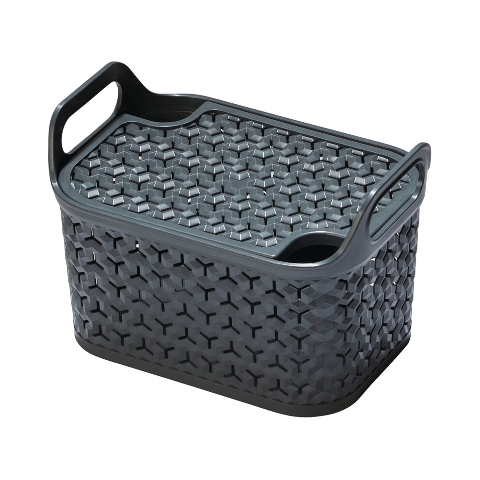 Strata Small Urban Store Basket With Lid 4L Charcoal Xw122-Cha-Vw Grey