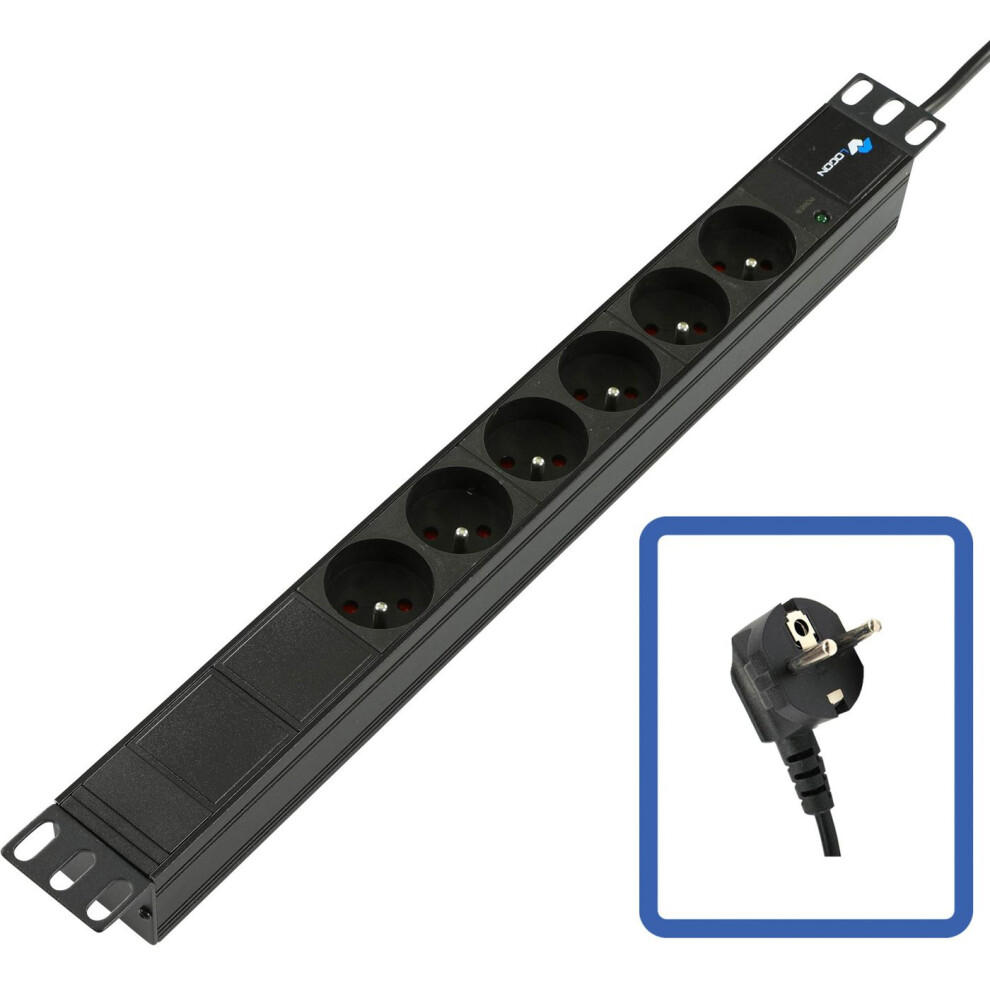 Lanview By Logon 6 Way Without Switch With Led Black 5420016835383