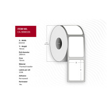 Capture Label 102 x 76mm Core 76mm Thermal Transfer Coated Permanent Perforated 2238 labels per roll 4 rolls per box. Equal to p/n: 3006326