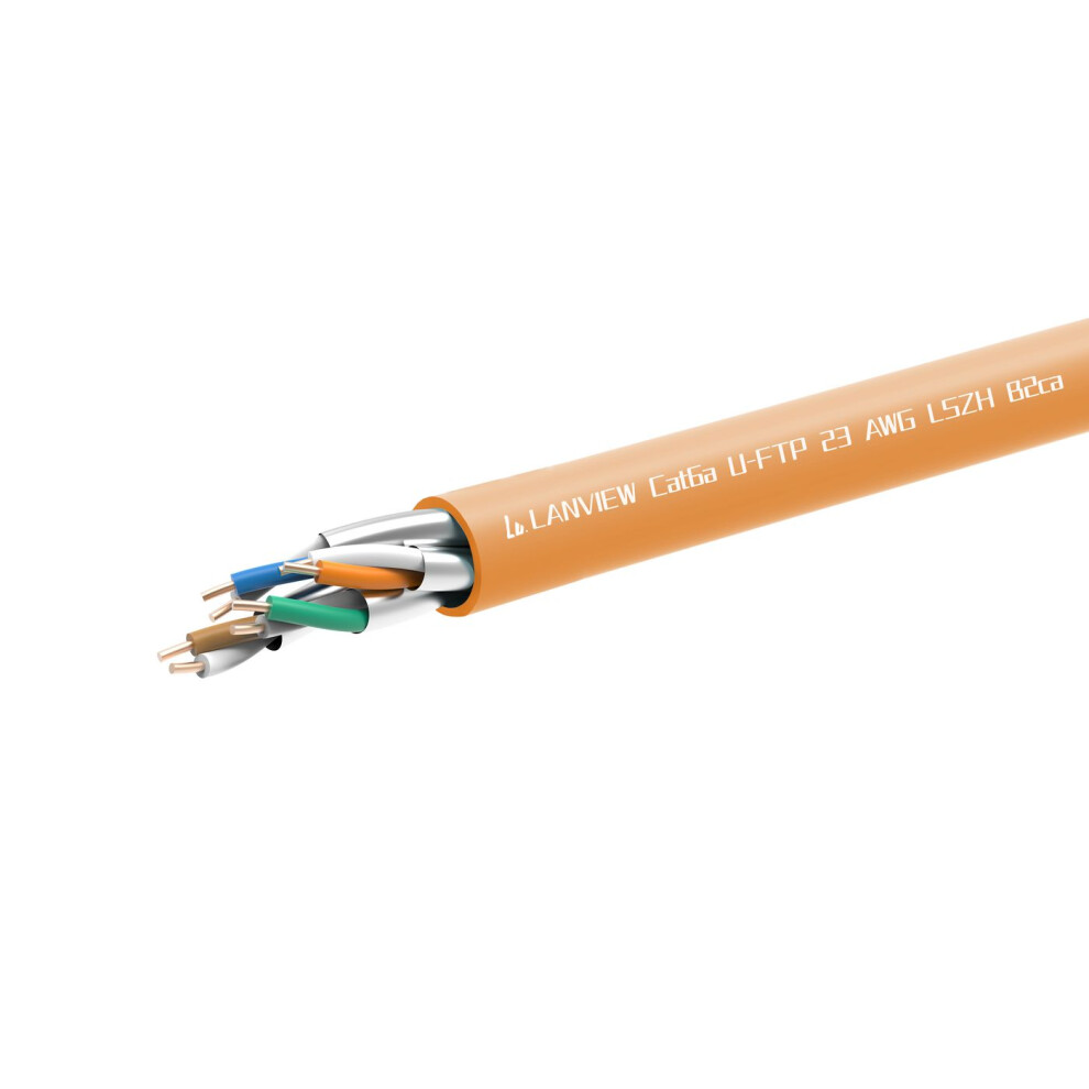 Lanview Cat6a U-Ftp Network Cable Lszh B2ca 305M 0.56Mm Wire Orange 5715063117248