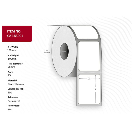 Optag etiket 100x100, Core 25, CA-LB3001
