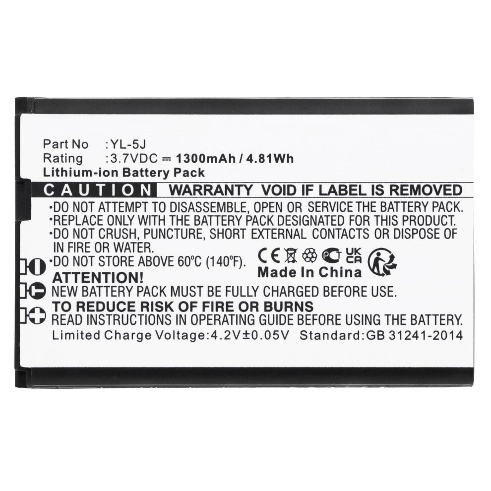 Coreparts Battery For Cordless Phone 4.81Wh Li-Ion 3.7V 1300Mah For Yealink Cordless Phone One Talk Ip Dect W56h W56h/P W56p W60p Black 5704174337508