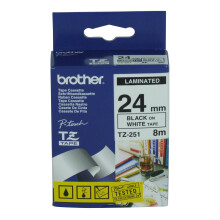 Brother Black on White Gloss Laminated Tape 24mm