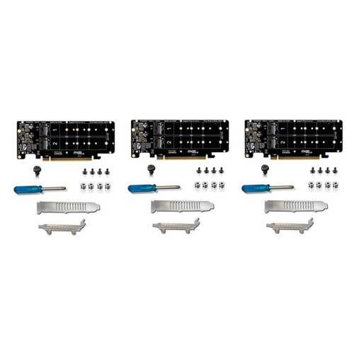 3X PCIE X16 Vers M.2 M-Key NVMEx4 SSD 2U Server Riser Card Double Face 4-Disk NVME  PCI-EX16 Split Card