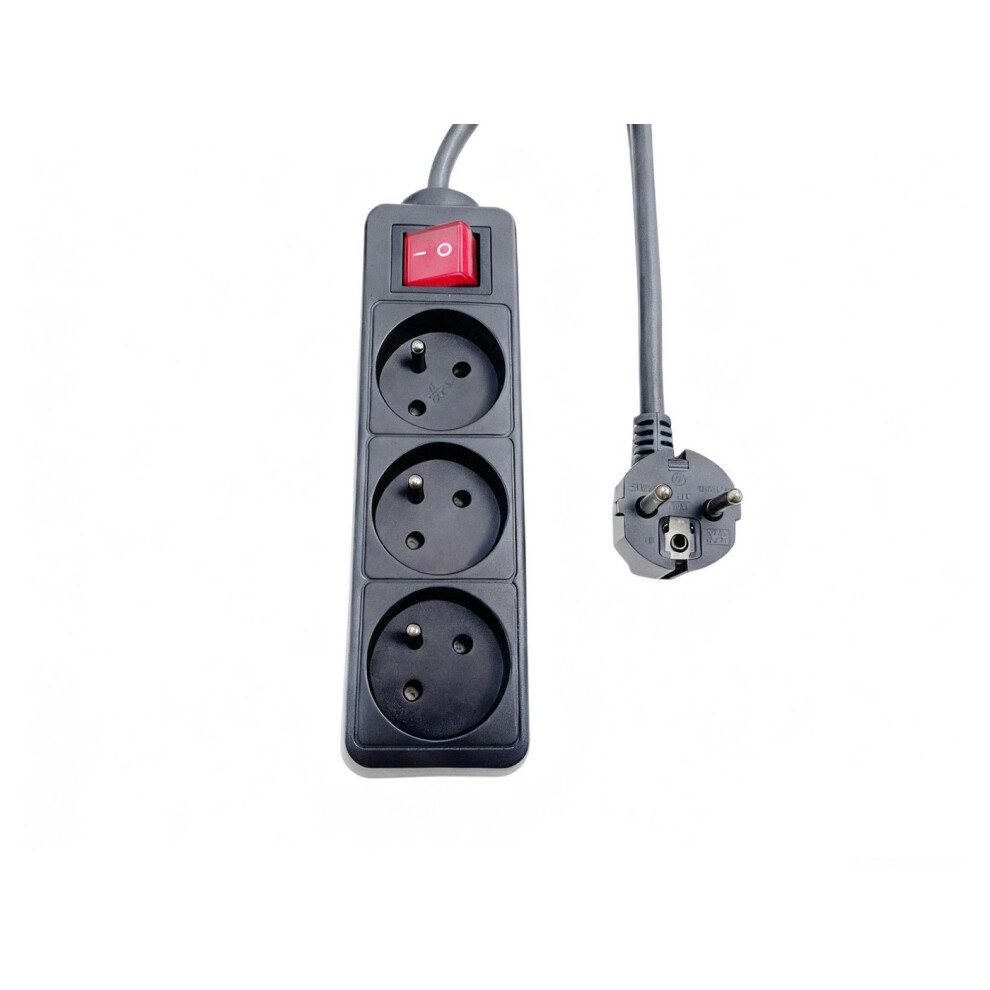Microconnect Microconnect 3-Way Power Strip On/Off Switch French Type E 1.5M Black 5715063551196