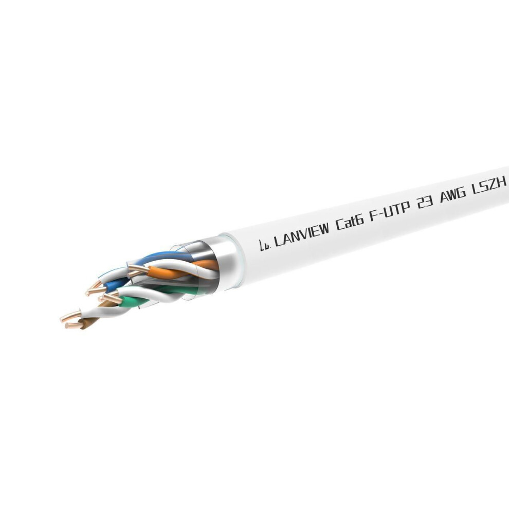 Lanview 305M Cat6 F-Utp Cable 4X2xawg23 Lszh White 5715063714461