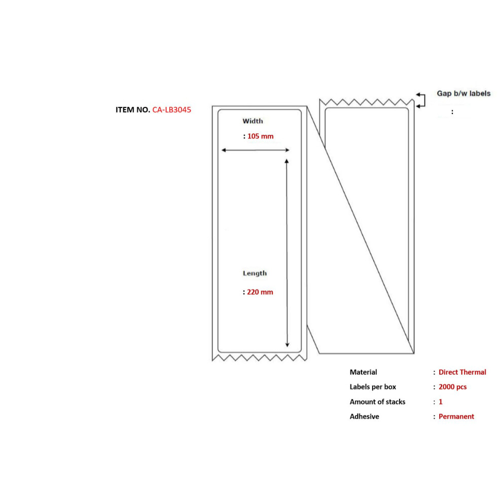 Capture Label 105 X 220 Fanfold. Dt. Permanent. 2000 Labels Per Box. White 5706998986320