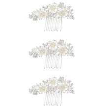 3X Peignes de Mariee de Mariage, Vintage, Epingles A Cheveux en Cristal D'Imitation, Bal de Promo, Bijoux, Or, Argent, Motif de Fleurs, Accessoires