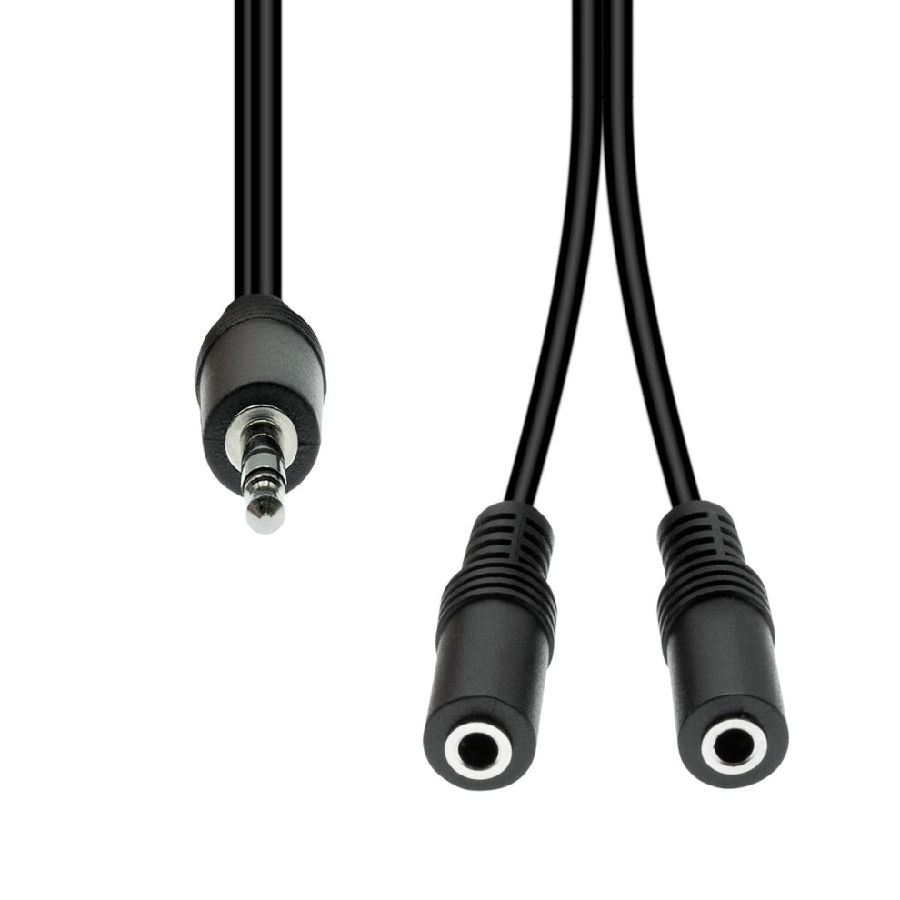 Proxtend Mini-Jack 3-Pin To 2X 2-Pin Cable M-F 20Cm Black 5714590026337