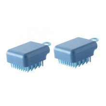 (blue) Massage Comb Set for Pets - 2-Piece Shampoo Brush and Bath Brush for Dogs and Cats, Soft Bristles, Easy Grip Design