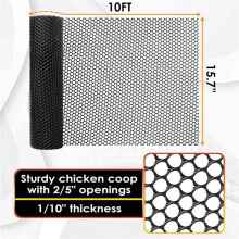 2Pcs 15.7 Inch x 10FT Plastic Chicken Fence Mesh,Hexagonal Fencing Wire for Gardening, Poultry, Chicken Wire Frame Black