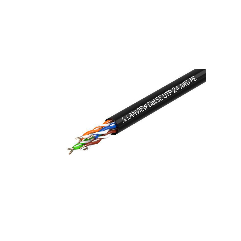 Lanview 305M Cat5e U-Utp Cable 4X2xawg24 Pe Outdoor Duct Black 5704174931690
