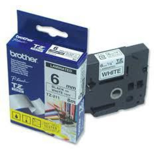 Brother Brother Black on White Gloss Laminated Tape 6mm