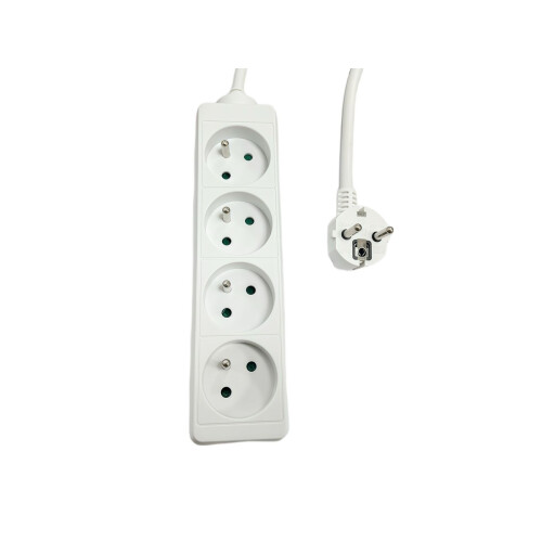 MicroConnect MicroConnect 4-way Power Strip French Type E 3m White