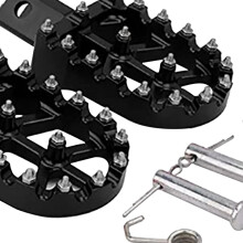 1 Pair Universal Motorcycle Foot Peg Footrest Aluminium Pads Wide Black