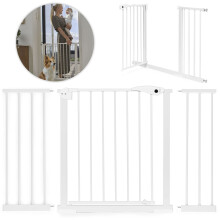 Portão de segurança para escadas e portas, 74-132 cm, aço, branco