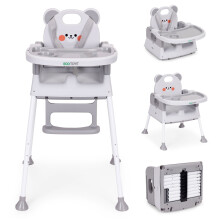 3-in-1-Hochstuhl für Kinder, Doppeltablett, 5-Punkt-Gurt