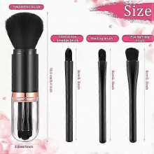 2 Sets Small Makeup Brush Set 4 in 1 Makeup Brush Portable Travel Lip Brush Foundation Blending Powder Brush Retractable Mini Facial Cosmetic Makeup