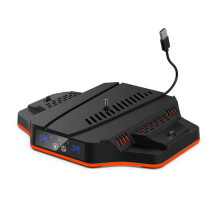 Station D'Accueil de Refroidissement pour Console de Jeu pour PS5 Slim avec Lumière Ambiante Colorée RVB, Chargeur de Manette de Jeu Portable