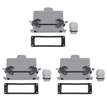 3X Rechteckige H24B-He-024-1 Hoch Leistungs Steck Verbinder 24 Polige Ader Leitungen 16A 500V Schrauben Füße Aviation Steck Sockel, 139x43x72Mm