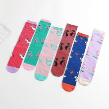 6 Pairs Girls Knee High Socks - Cartoon Knee Socks Warm Cotton Mid Calf Socks for 3-12 Years Girls Birthday Christmas Gift - One Size