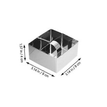 6 Sets Square Pastry Ring Molds Stainless Steel Mousse Rings With Pusher Edition 0617