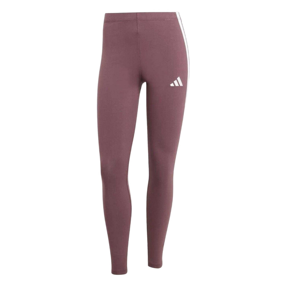 Adidas (8 Uk - 10 Uk, Ruby) Womens/Ladies 3 Stripes Workout Leggings