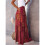 Women'S Boho Printed High Waist Tiered Maxi Skirt Red S 2