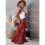 Women'S Boho Printed High Waist Tiered Maxi Skirt Red S 5