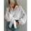 Women'S Solid Collared Long Sleeve Loose Fit Button Down Shirt White S 10