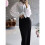Women'S Solid Collared Long Sleeve Loose Fit Button Down Shirt White S 8