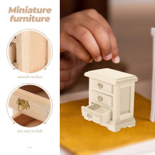 1/12 Scale Dollhouses Bedside Table Handmade Miniature Drawer Cabinet Craft Collection Scene Display Decoration
