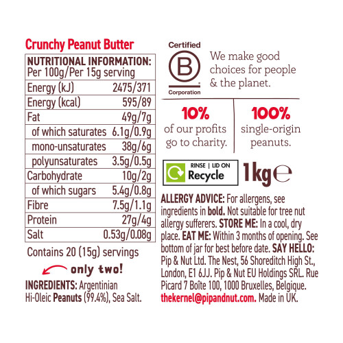 Pip & Nut Crunchy Peanut Butter, 1kg 2